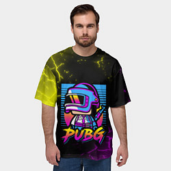 Футболка оверсайз мужская PUBG RETRO NEON ПАБГ НЕОН, цвет: 3D-принт — фото 2