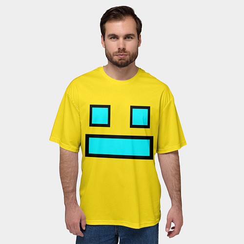 Мужская футболка оверсайз Geometry Dash: Smile / 3D-принт – фото 3