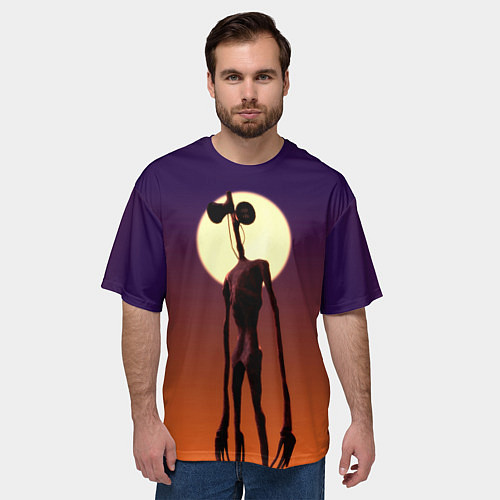 Мужская футболка оверсайз Сиреноголовый Хоррор Закат / 3D-принт – фото 3