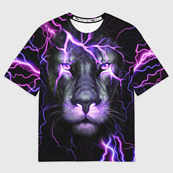 Мужская футболка оверсайз НЕОНОВЫЙ ЛЕВ NEON LION