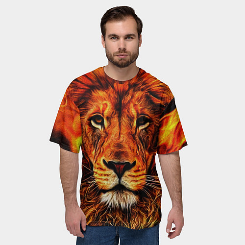 Мужская футболка оверсайз LION / 3D-принт – фото 3