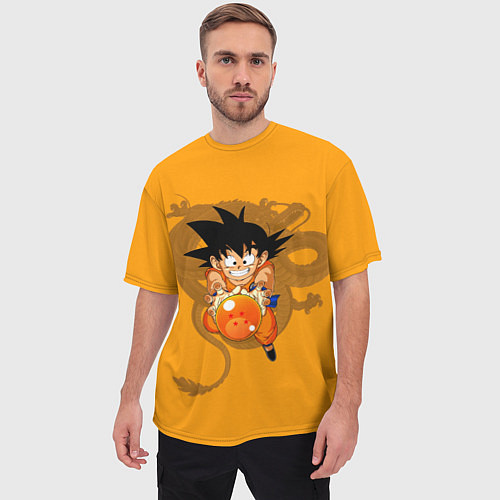 Мужская футболка оверсайз Kid Goku / 3D-принт – фото 3