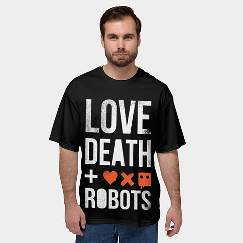 Мужская футболка оверсайз Love Death Robots / 3D-принт – фото 3