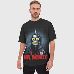 Футболка оверсайз мужская Bender x mr robot, цвет: 3D-принт — фото 2