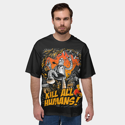 Мужская футболка оверсайз Кайдзю Бендер / 3D-принт – фото 3