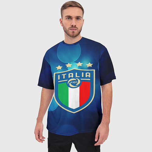 Мужская футболка оверсайз Сборная Италии / 3D-принт – фото 3
