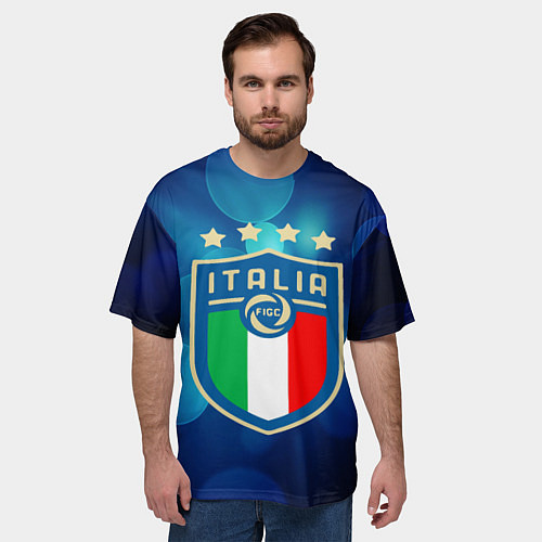 Мужская футболка оверсайз Сборная Италии / 3D-принт – фото 3