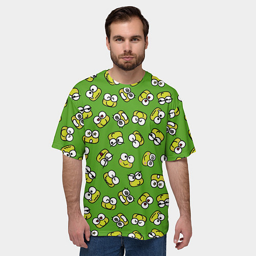 Мужская футболка оверсайз Смайлы Лягушки / 3D-принт – фото 3
