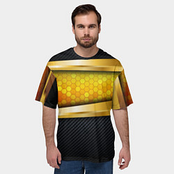 Футболка оверсайз мужская 3D ЗОЛОТЫЕ СОТЫ БРОНЯ 3Д, цвет: 3D-принт — фото 2