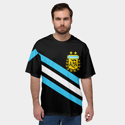 Мужская футболка оверсайз Сборная Аргентины / 3D-принт – фото 3