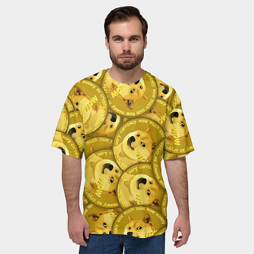 Мужская футболка оверсайз DOGECOIN DOGE ДОГИКОИН / 3D-принт – фото 3
