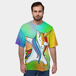 Футболка оверсайз мужская Крутой единорог, цвет: 3D-принт — фото 2