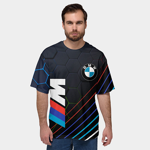 Мужская футболка оверсайз BMW БМВ M COMPETITION / 3D-принт – фото 3