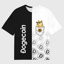 Футболка оверсайз мужская DOGECOIN DOGE КАРМАН, цвет: 3D-принт
