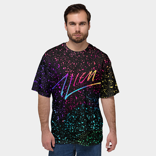 Мужская футболка оверсайз AVICII АВТОГРАФ RAIBOW / 3D-принт – фото 3