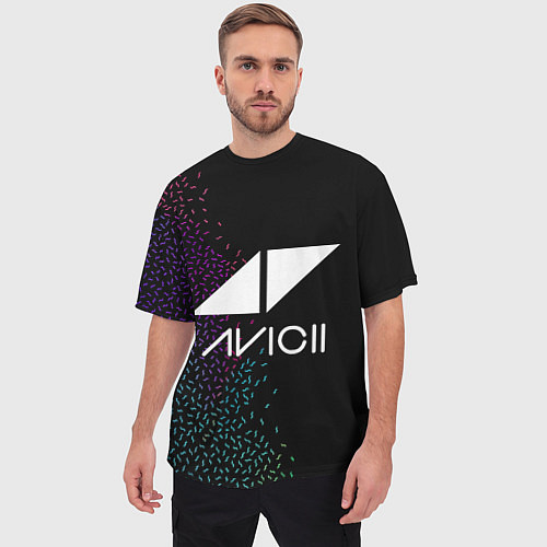 Мужская футболка оверсайз AVICII RAIBOW STYLE / 3D-принт – фото 3