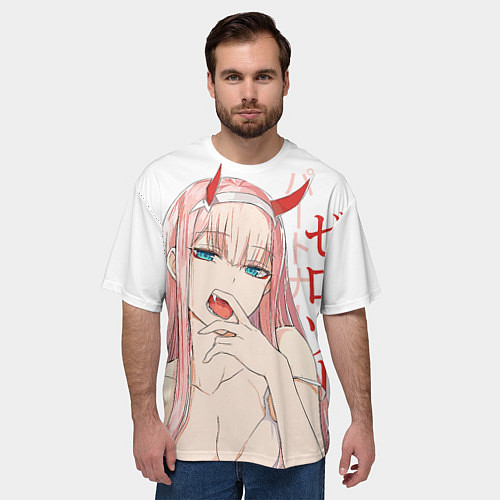 Мужская футболка оверсайз Darling in the Franxx Zero Two / 3D-принт – фото 3