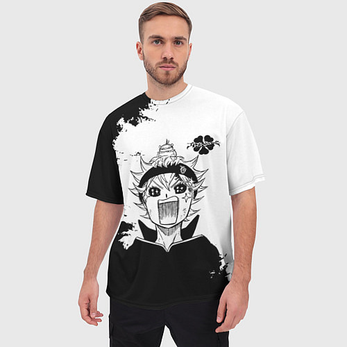Мужская футболка оверсайз Чёрный клевер кричащий Аста / 3D-принт – фото 3