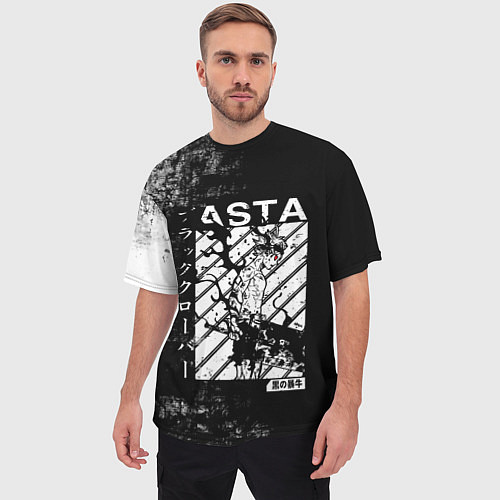 Мужская футболка оверсайз Чёрный Аста Чёрный Клевер / 3D-принт – фото 3