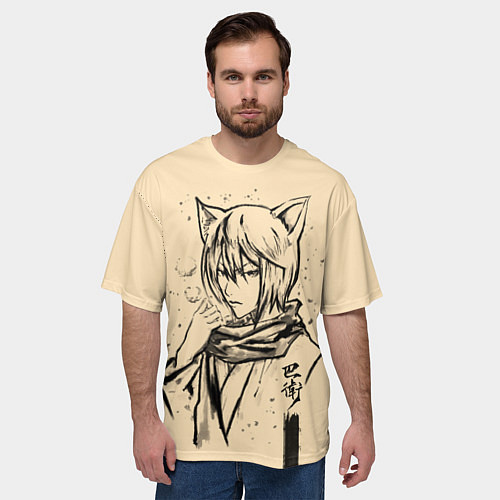 Мужская футболка оверсайз Kitsune Tomoe / 3D-принт – фото 3