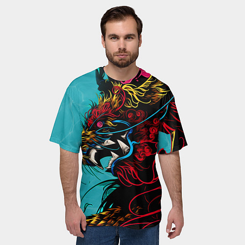 Мужская футболка оверсайз Дракон Dragon / 3D-принт – фото 3