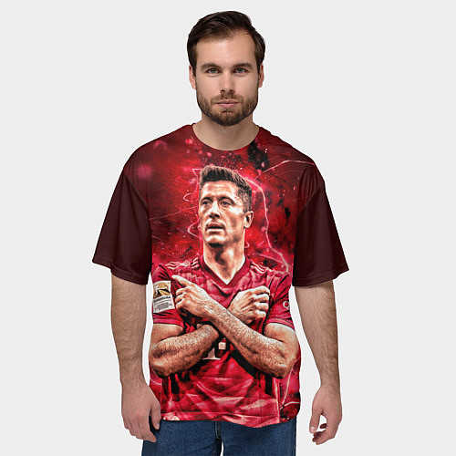 Мужская футболка оверсайз Левандовски Lewandowski 9 / 3D-принт – фото 3