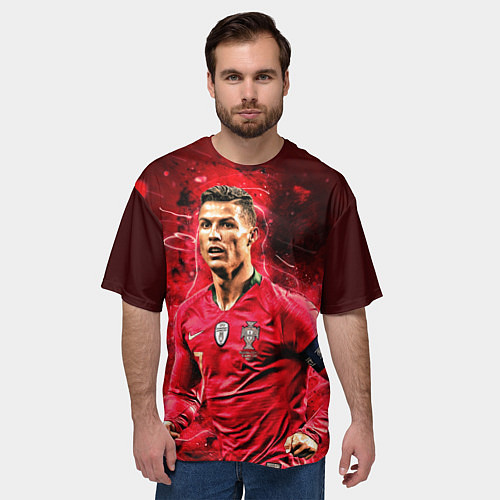 Мужская футболка оверсайз Криштиану Роналду Португалия / 3D-принт – фото 3