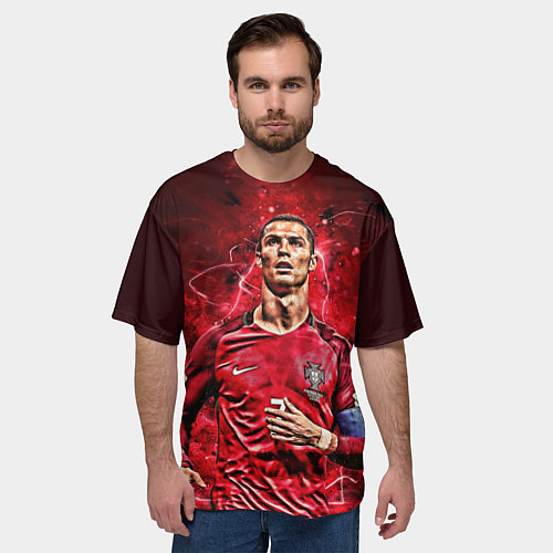 Мужская футболка оверсайз Cristiano Ronaldo Portugal / 3D-принт – фото 3