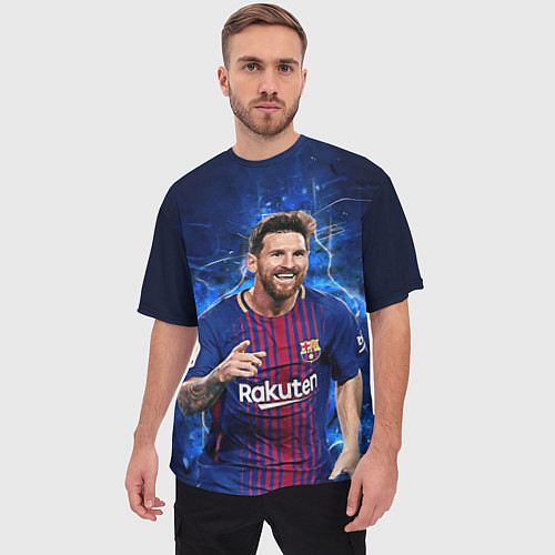Мужская футболка оверсайз Лионель Месси Барселона 10 / 3D-принт – фото 3