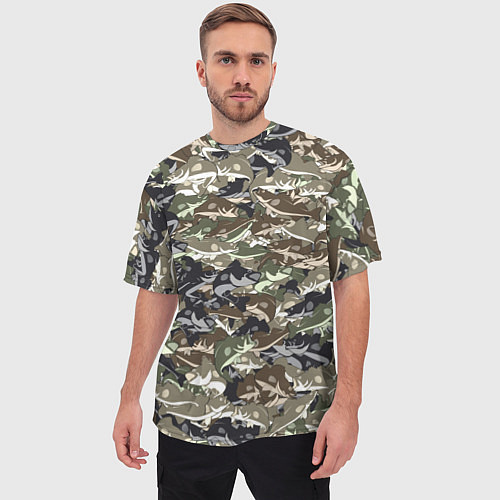 Мужская футболка оверсайз Камуфляж для рыбака / 3D-принт – фото 3
