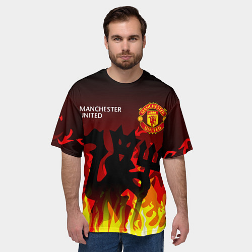 Мужская футболка оверсайз MANCHESTER UNITED ДЬЯВОЛ / 3D-принт – фото 3