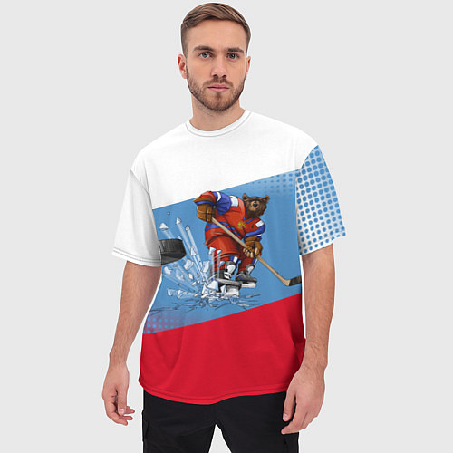Мужская футболка оверсайз Русский хоккей / 3D-принт – фото 3