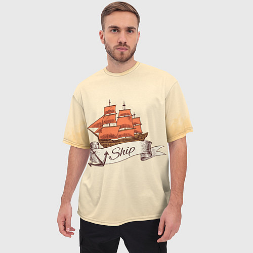 Мужская футболка оверсайз Корабль Ship / 3D-принт – фото 3