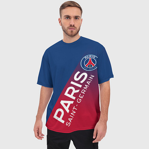 Мужская футболка оверсайз ФК ПСЖ PARIS SAINT GERMAIN / 3D-принт – фото 3