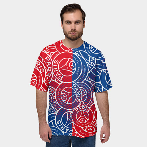 Мужская футболка оверсайз ФК ПСЖ PARIS SAINT GERMAIN / 3D-принт – фото 3