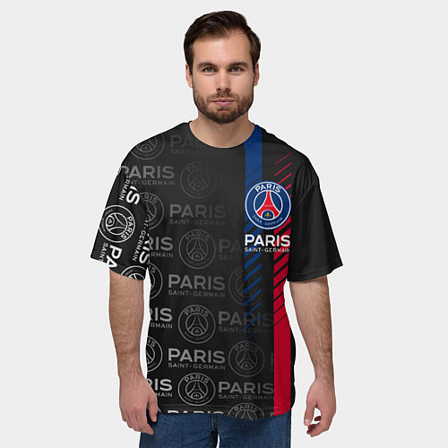 Мужская футболка оверсайз ФК ПСЖ PARIS SAINT GERMAIN / 3D-принт – фото 3