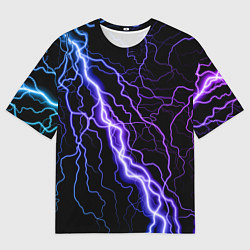 Футболка оверсайз мужская НЕОНОВАЯ МОЛНИЯ ГРОЗА, цвет: 3D-принт