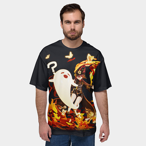 Мужская футболка оверсайз GENSHIN IMPACT HU TAO / 3D-принт – фото 3