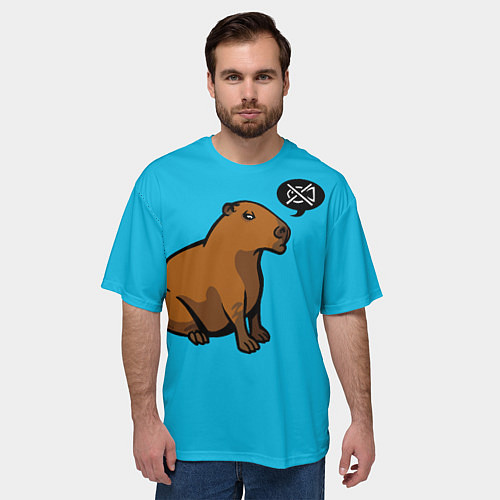 Мужская футболка оверсайз Капибара / 3D-принт – фото 3