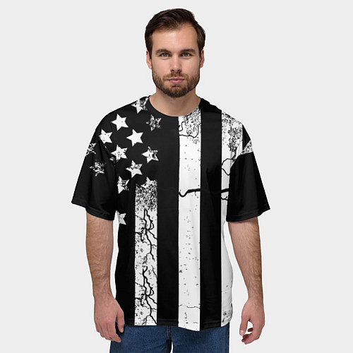 Мужская футболка оверсайз ЗВЕЗДНО-ПОЛОСАТЫЙ / 3D-принт – фото 3