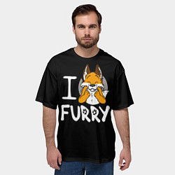Футболка оверсайз мужская I love furry, цвет: 3D-принт — фото 2