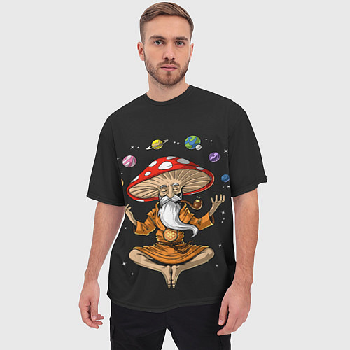 Мужская футболка оверсайз Космический Гриб Волшебник / 3D-принт – фото 3