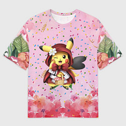 Футболка оверсайз мужская Пикачу красная шапочка, цвет: 3D-принт