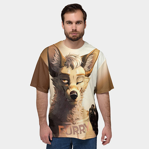 Мужская футболка оверсайз Furry jackal / 3D-принт – фото 3