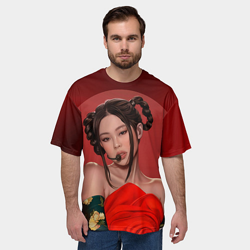 Мужская футболка оверсайз Дженни BLACKPINK / 3D-принт – фото 3
