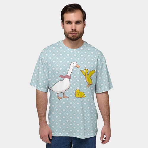 Мужская футболка оверсайз Утка и утята / 3D-принт – фото 3