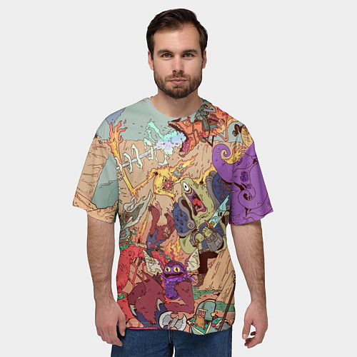 Мужская футболка оверсайз MONSTER WAR СЮРРЕАЛИЗМ / 3D-принт – фото 3
