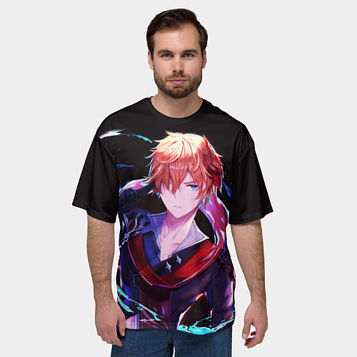 Мужская футболка оверсайз ТАРТАЛЬЯ - ИГРА GENSHIN IMPACT / 3D-принт – фото 3