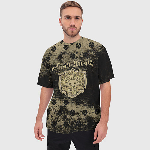 Мужская футболка оверсайз Золотой Рассвет Чёрный клевер / 3D-принт – фото 3