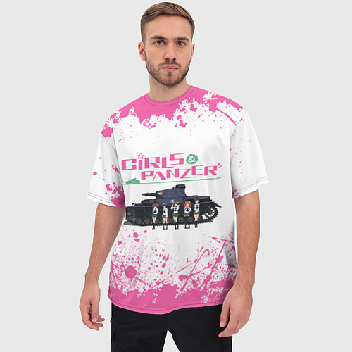 Мужская футболка оверсайз Девушки и танки Pink Z / 3D-принт – фото 3